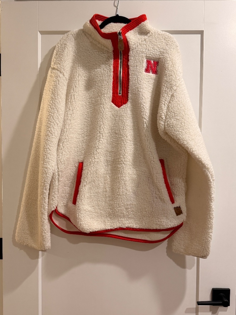 Pressbox Nebraska Cornhuskers Sherpa Quarter-Zip Sweater - Women's XL